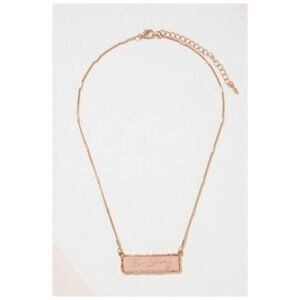 Minimal Be Strong Necklace Faux Leather Bar Charm New Pink  Layering Nickel Free